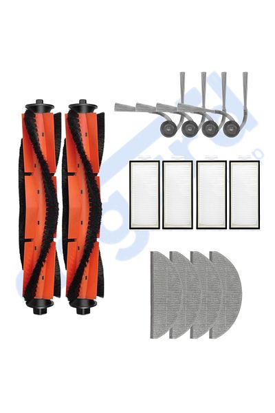 Asgard Grup For Roborock S8 Pro-S8 Pro+-Q8+-Q8 Max Pro+ Compatible 2 Main Brushes 4 Side Brushes 4 Filters 4 Mops