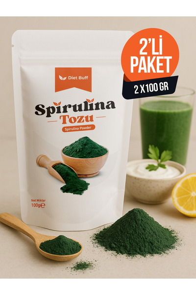 Diet Buff Organik Spirulina Tozu 100 gr 2'li Paket – Süper Gıda, Vegan, %100 ...
