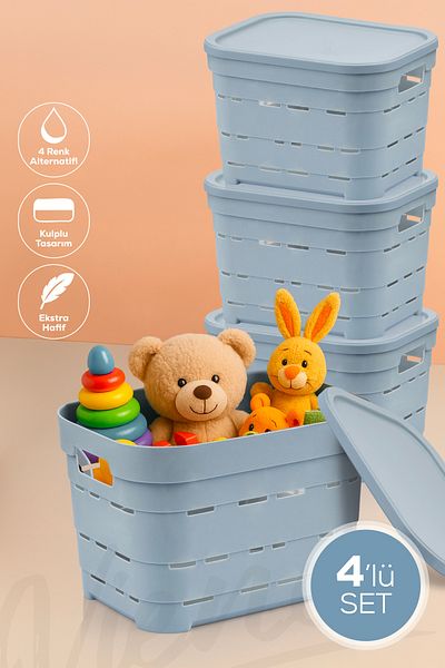 Vienev Перфорирана кутия за съхранение от 4 части, 5 литра, със син капак