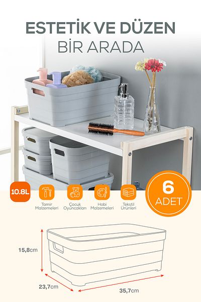 Vienev Cutie de depozitare 6 bucăți 10,8 litri albastru