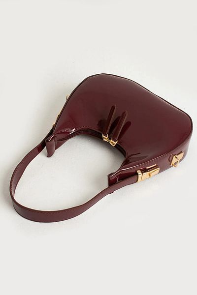 osteir Women's Patent Leather Zipper Closure Adjustable Strap Handbag