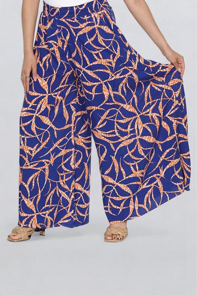 SOSYETE AVM Women's Elastic Waist Patterned Pocket Skirt Trousers