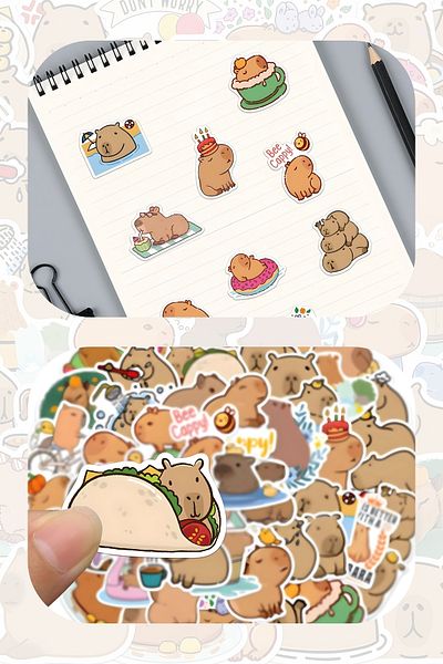 Grafikup Capybara Sticker Set - 100 Pieces Pen Laptop Notebook Water Bottle Label