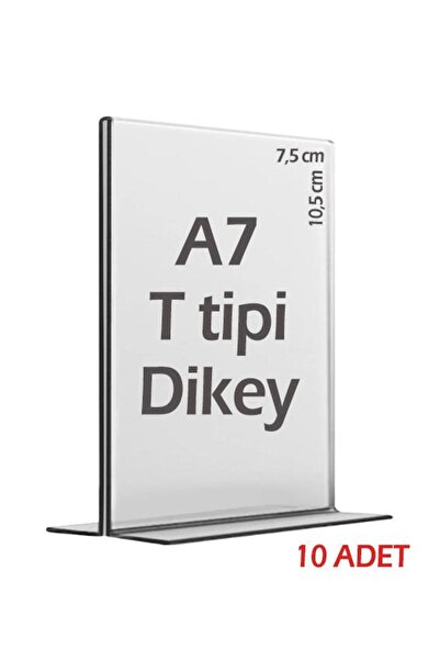 Bestekran A7 T-tipi Dikey Şeffaf Pleksi Föylük Menü Broşür Etiket Fotoğraflık Albümlük (10 ADET)