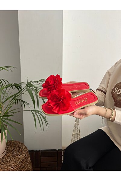 Behtah Kundura Women's Summer Rose Detailed Women's Slippers Sandals Comfortable Light Sole