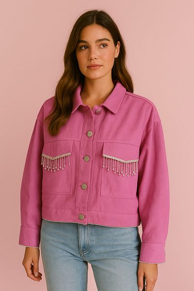 BRIDEIST WEDDING CO Special Design Stone Embroidered Pink Jacket |   Party Jacket |   Stylish Jacket |   Design Jacket | Handcrafted Single Production