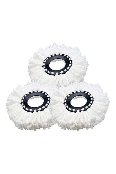 Generic 3-Piece Replacement Spin Mop Head Set White/Black