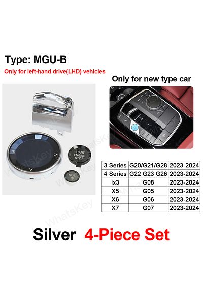 Peocke Mgu B Silver 4 Piece Set Crystal Gear Paddle Shifter Knob Metal Base For Bmw G20 G21 G22 G23 G26 G28