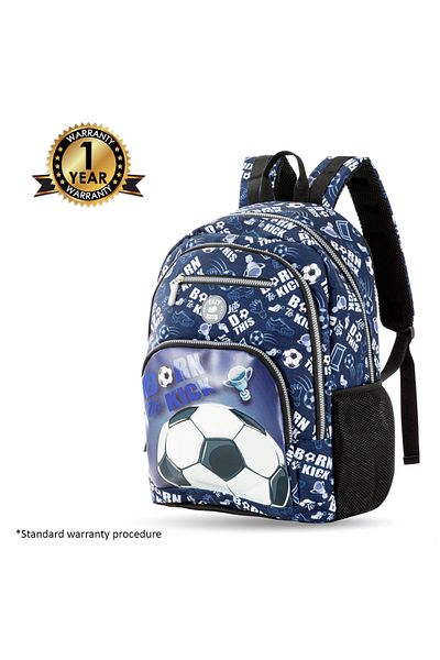 Eazy Kids 18" Set of 4 Backpack w/ 4 Wheel Trolley, Lunch Bag and Pencil Case - Football