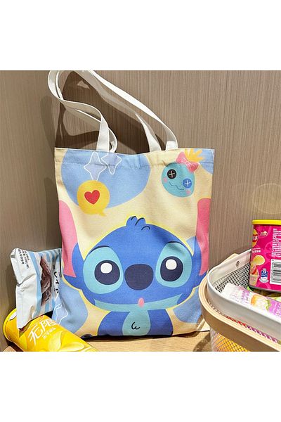 Miniso 1 Disney Stitch Handbag Cute Cartoon Angel Good-looking High-capacity Student Canvas Shoulder Bag S.