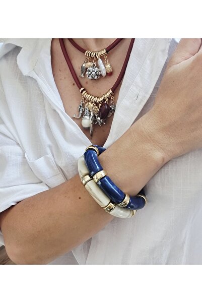 İNİTİUM Kemik Krem Gold Detaylı Bilezik(1 adet)