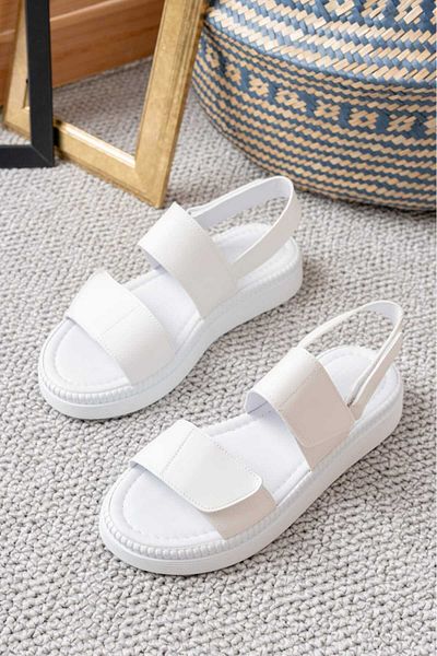 v.s.h velvet Women's Leather Matte Velcro Sandals Lightweight Casual Shoes