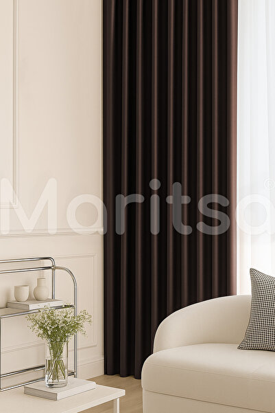 MARİTSA Blackout Serisi Karartma Işık Geçirmez Koyu Kahve Pilesiz(1x1) Tek Ka...