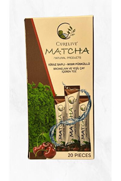 CURELIVE Kiraz Saplı - Mısır Püsküllü Matcha Çayı