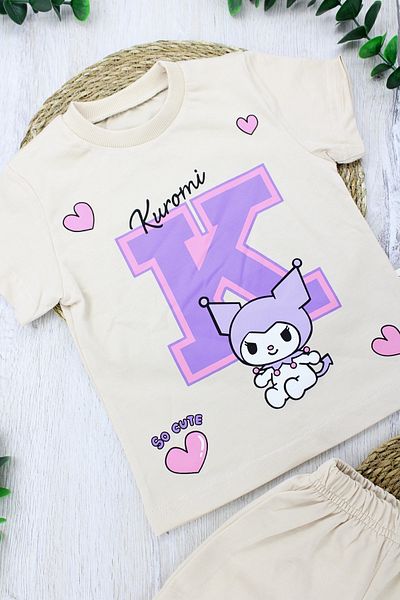 EYMİRGİYİM Double Set with Combed Cotton Shorts for Girls 3-4 Years, 5-6 Years, 7-8 Years, 9-10 Years