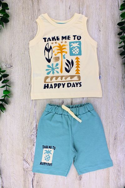 EYMİRGİYİM Forest Patterned Shorts Baby Boy Children's Suit 2 Years Old, 3 Years Old, 4 Years Old, 5 Years Old