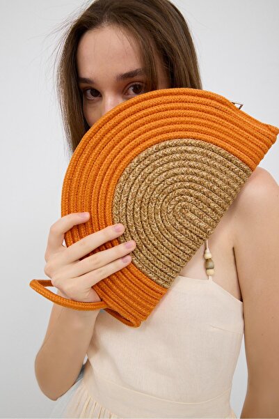 Shule Bags Найпомаранчевіший плетений клатч ручної роботи