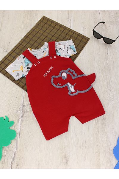 EYMİRGİYİM Dino Two Piece Jumpsuit Baby Boy Child 3 Months, 6 Months, 9 Months