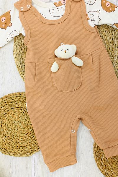 EYMİRGİYİM Teddy Bear Reported Fabric Baby Boy Jumpsuit 3 Months, 6 Months, 9 Months