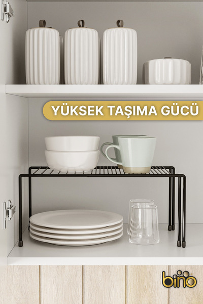 Bino 1 db bővíthető szekrényrendező polcrendező fekete fém állítható 2 részes