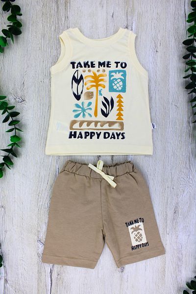 EYMİRGİYİM Forest Patterned Shorts Baby Boy Children's Suit 2 Years Old, 3 Years Old, 4 Years Old, 5 Years Old