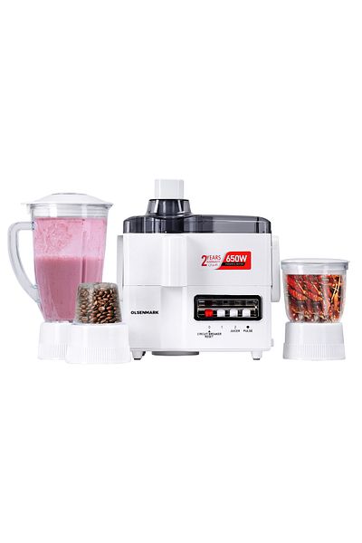 Olsenmark 4-in-1 Juicer Blender 650w Motor | 1.6l Jar | Steel Blades | Safety Lock
