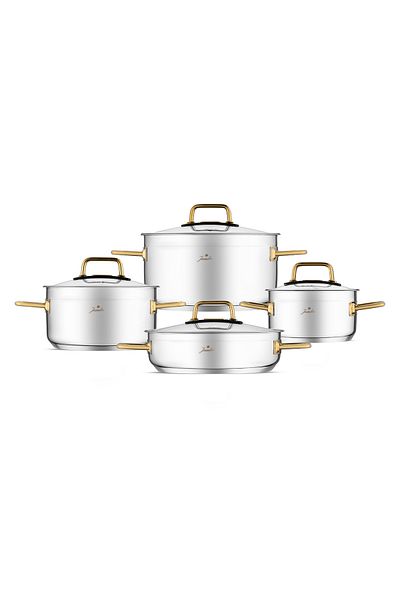 Jumbo Modena 8 Piece Titanium Gold Cookware Set