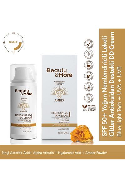 BeautyandMore Beauty&more Amber Helios 50 ml Cream Form Sunscreen - Ethyl Ascorbic Acid Alpha Arbutin