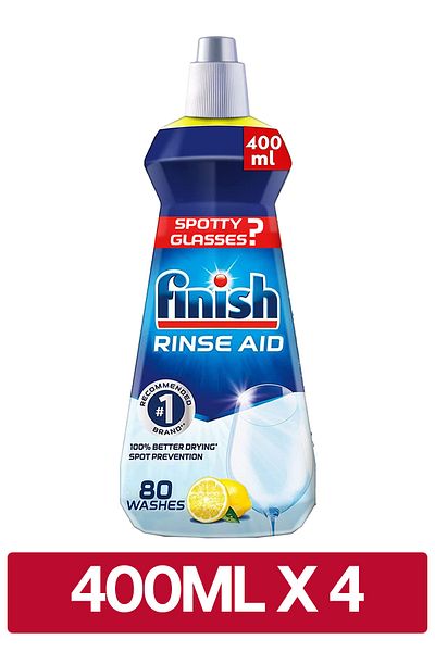 Finish Rinse Aid, Lemon Sparkle Scent, 400ml x 4