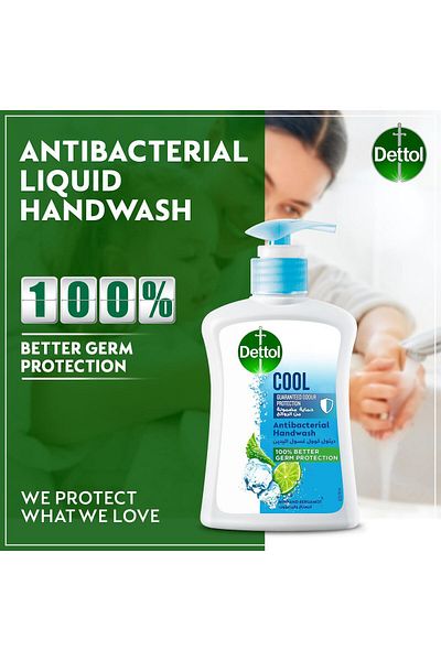 Dettol Cool Handwash Liquid Soap Pump for Effective Protection &Hygiene Mint &Bergamot Fragrance, 200ml x12
