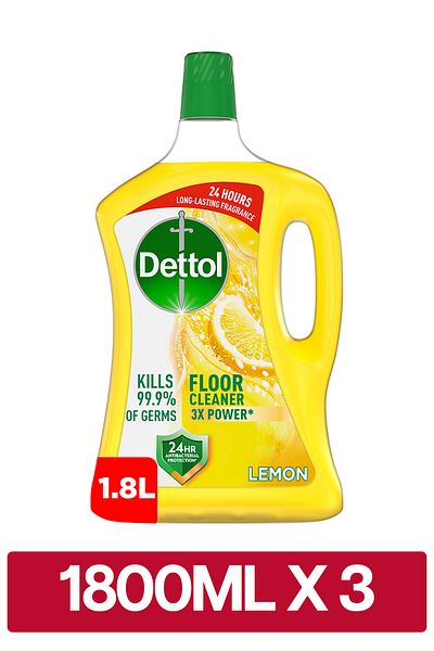 Dettol Power Floor Cleaner, Lemon Scent, 1.8L x 4