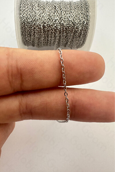 Hobi Goom Takı Yapımı / Üretimi Için Paslanmaz Çelik Silver Renk Forse Zincir | 2 Metre