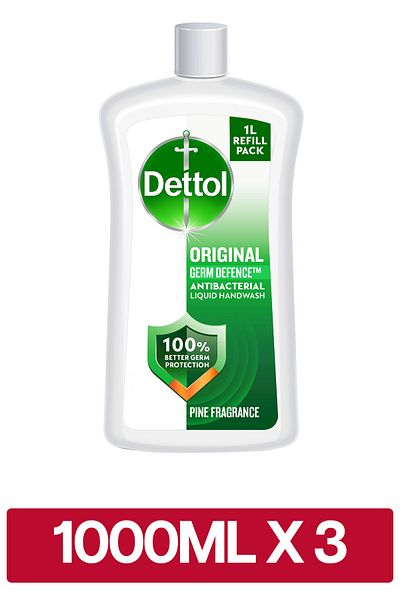 Dettol Original Liquid Handwash Refill, Pine Scent, 1L x3