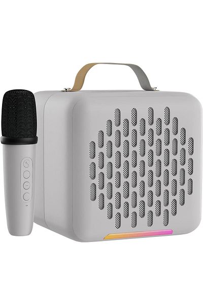 Faster Rock Box Portable Bluetooth Speaker- Pocket Sized Mini Speaker with 1 Wireless Microphone- 5.