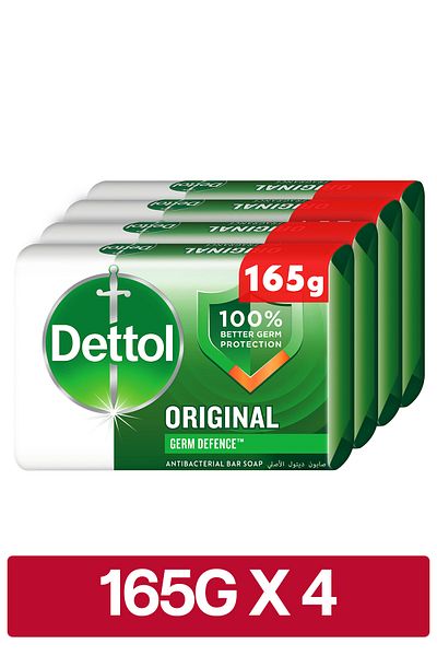 Dettol Original Bathing Soap, Pine Scent, 165g x 4