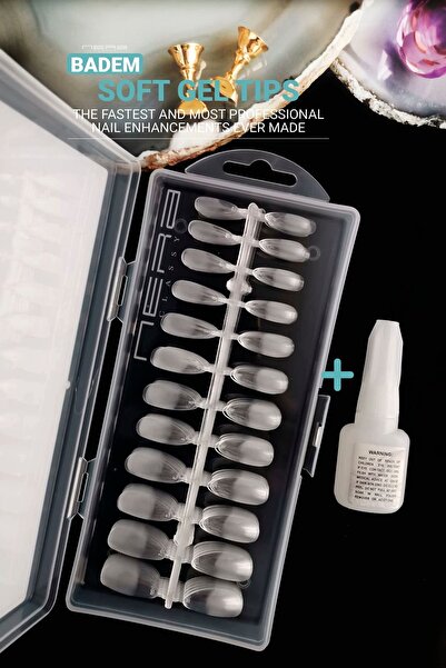 BİYUTREND Yeni Nesil Şeffaf Soft Jel Tips 240 Adet-badem- Almond/10 gr Yapışt...