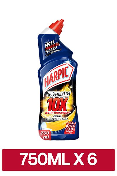 Harpic Power Plus Toilet Cleaner, Citrus Scent, 750ml x 6