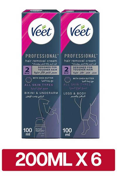 Veet Silky Fresh Hair Removal Cream With Shea Butter Scent, 100ml x 6