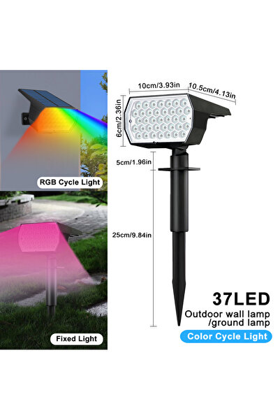 Choice 1pc 37LED RGB RGB Solar Spotlight Outdoor 37/20LED Solar Landscape Spo...