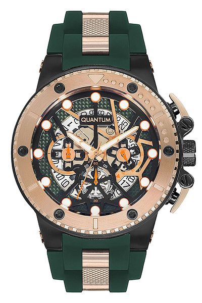 Quantum QUANTUM HNG535.857 Men Chronograph Display Watch & Silicone Strap Black