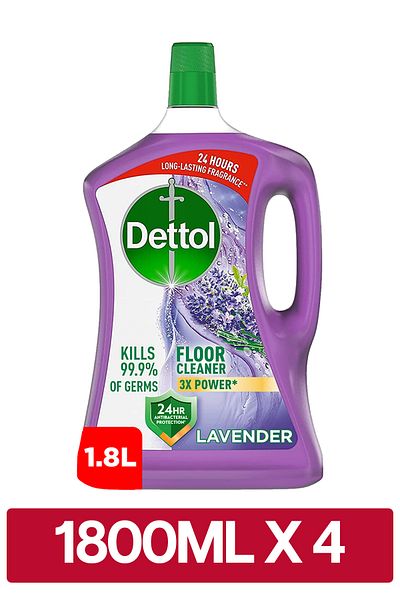 Dettol Power Floor Cleaner, Lavender Scent, 1.8L x 4