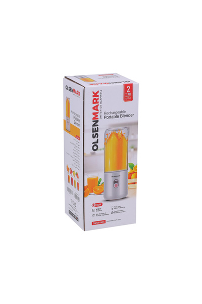 Olsenmark Rechargeable Portable Blender, 410ml | USB, Smoothies, Ice Crushing, Safety Lock, BPA-Free