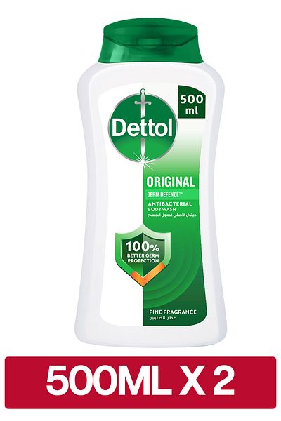 Dettol Original Shower Gel & Body Wash, Pine Scent, 500ml x2