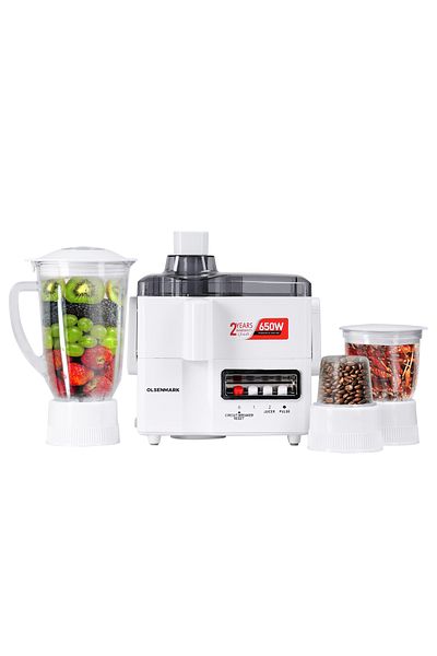 Olsenmark 4-in-1 Juicer Blender 650w Motor | 1.6l Jar | Steel Blades | Safety Lock
