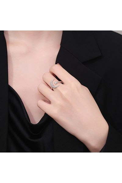 delis Inel Reglabil Argint 925, Jw1363, Model Semiluna, Placat Cu Rodiu