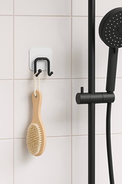 ELAMOUR 4 Adet Yapışkanlı Çift Kancalı Banyo Mutfak Askısı Metal Askılık Duvar Askı Organizer