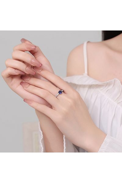 delis Inel Argint 925, Jw1360, Model Elegant Cu Piatra Albastra, Placat Cu Rodiu