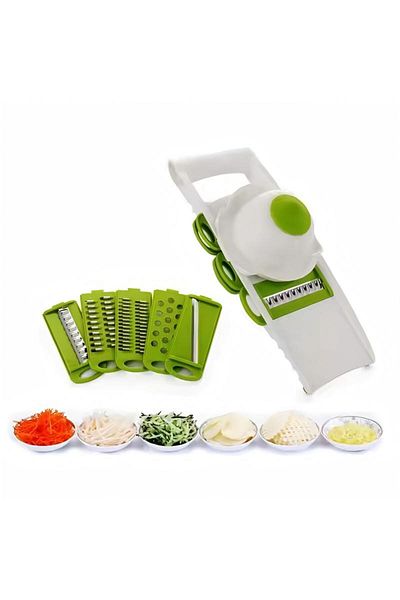 Generic 7-piece Multi-function Hand-cut Vegetable Slicer Green/white