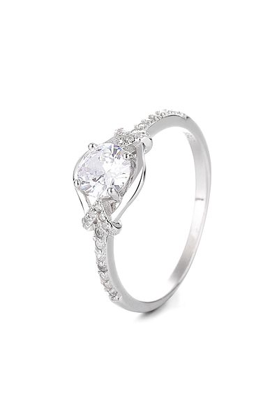 delis Inel Argint 925, Jw1331, Model Elegant Cu Piatra Alba, Placat Cu Rodiu