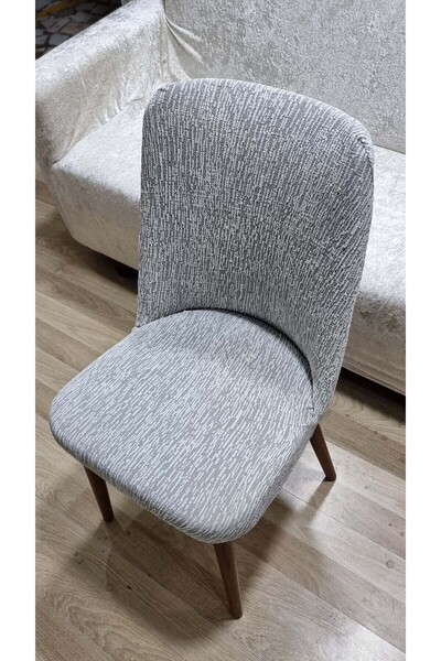 Rişte Home 6lı A Kalite Jakarli Ağaç Desen Yüksek Kaliteli Esnek Lastikli Oval Sandalye Kılıfı 6 Adet